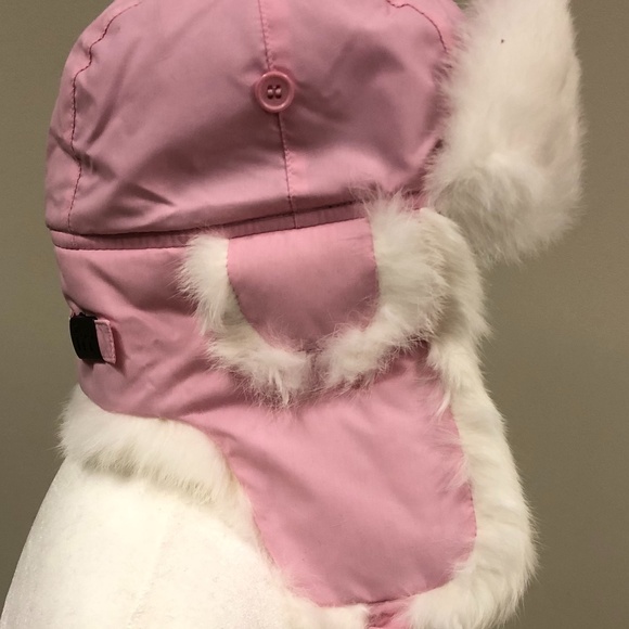 Pink Taslon Trapper with White Rabbit Fur Size S/M main image 4